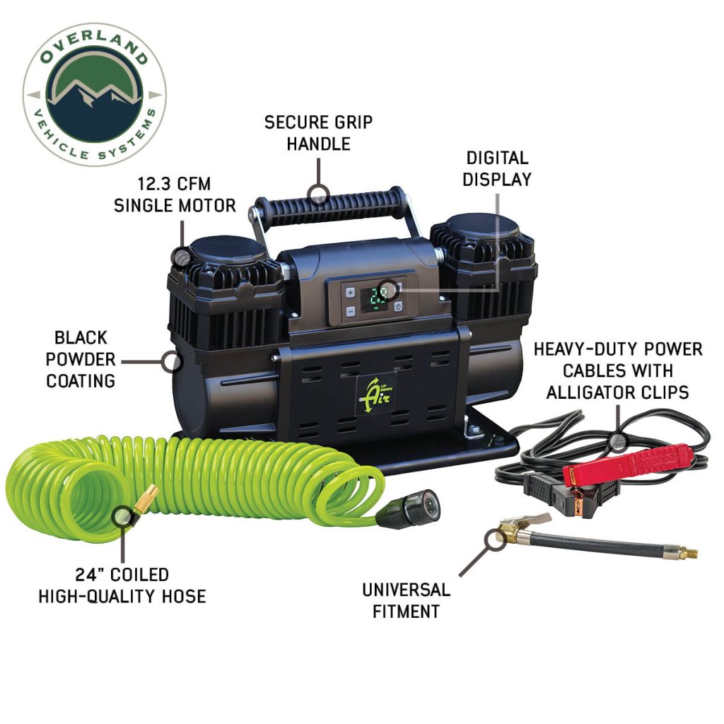 EGOI Portable Air Twin Compressor System 10.6 CFM With Digital Control Panel, Storage Bag, Hose & Attachments – Dual Motor - view 4