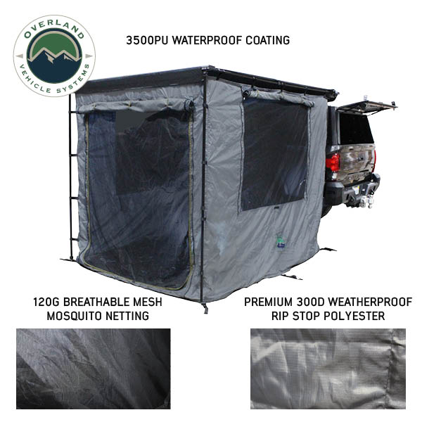 HD Nomadic 2.0 Awning Room Enclosure, Grey Body, Green Trim (4 Walls & Floor) - view 2