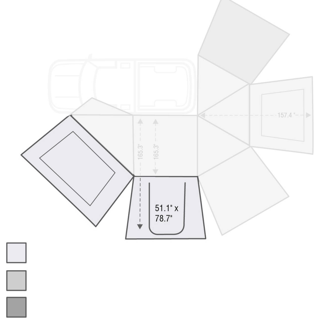 HD Nomadic 270 – Awning Wall 1 W/Door & Window, Driver Side, Grey Body, Green Trim W/Storage Bag - view 4
