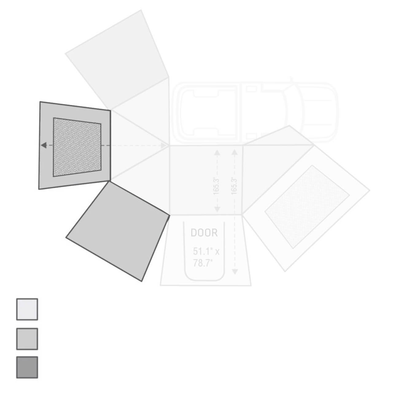 HD Nomadic 270 – Awning Wall 2 W/Window, Passenger Side, Grey Body, Green Trim W/Storage Bag - view 2
