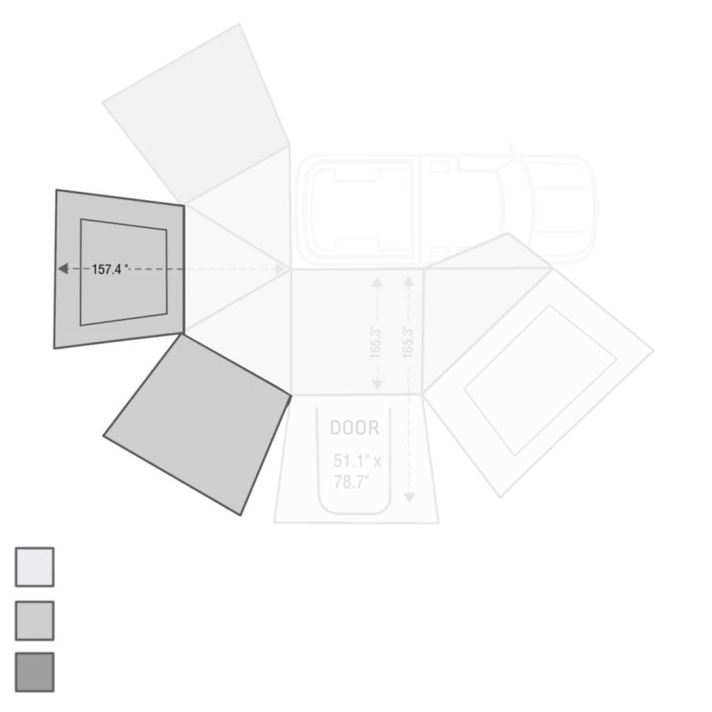 HD Nomadic 270 – Awning Wall 2 W/Window, Passenger Side, Grey Body, Green Trim W/Storage Bag - view 4