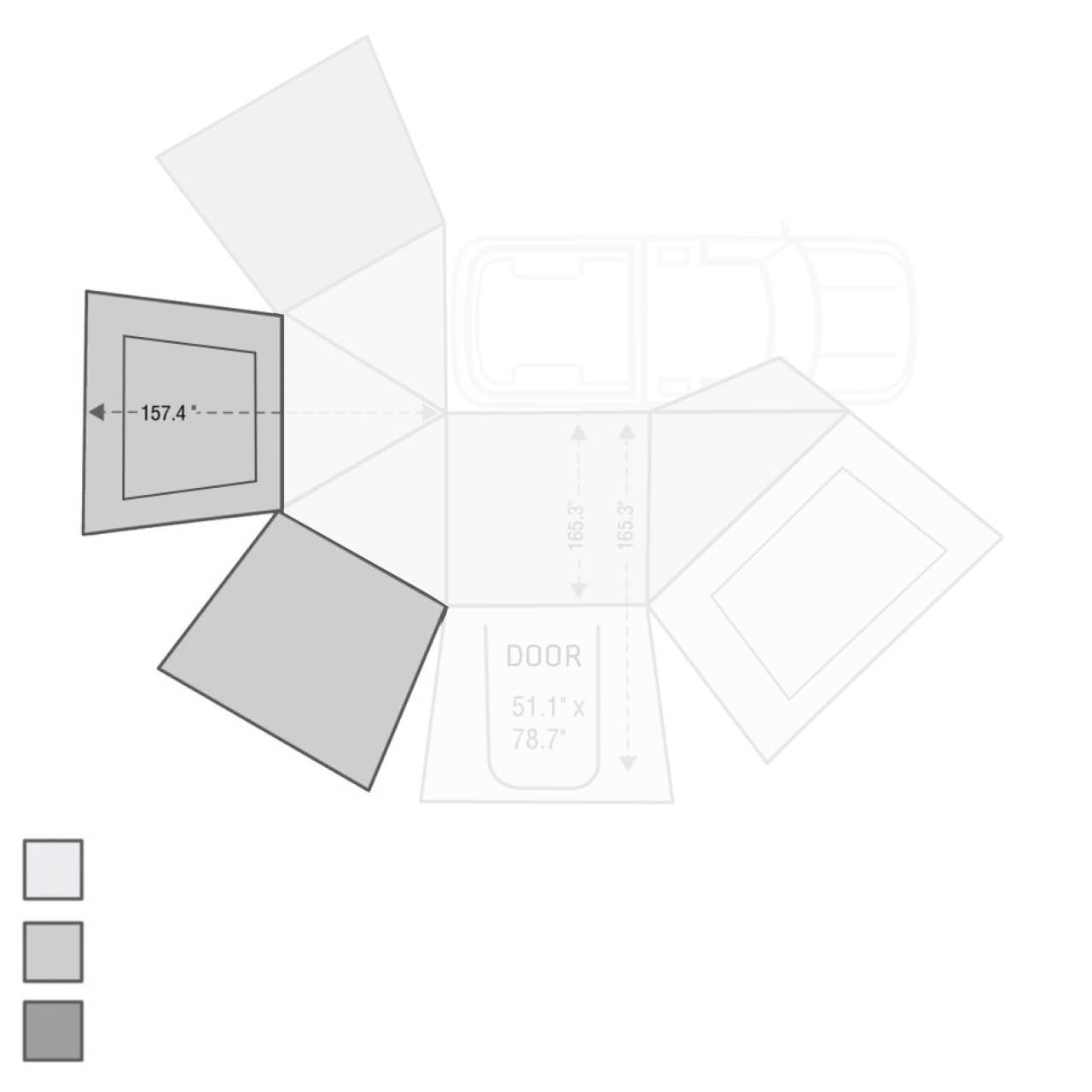 HD Nomadic 270 – Awning Wall 2 W/Window, Passenger Side, Grey Body, Green Trim W/Storage Bag - view 4