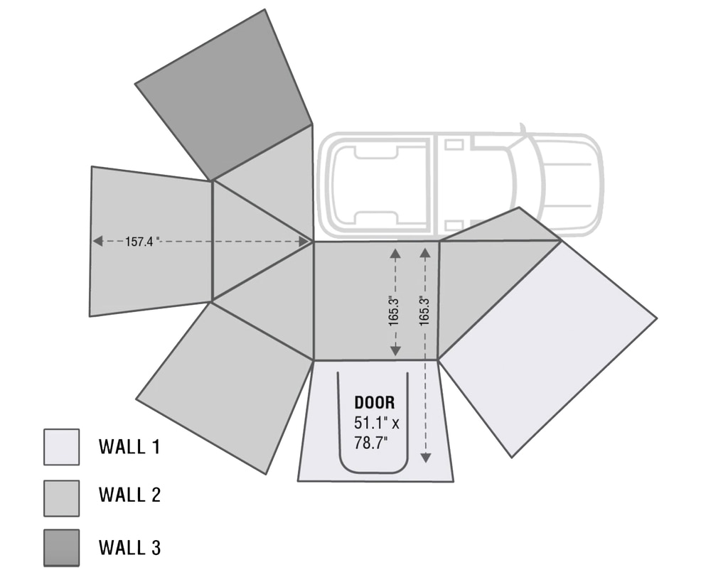 HD Nomadic 270 – Awning Wall 3, Passenger Side, Grey Body, Green Trim W/Storage Bag - view 2