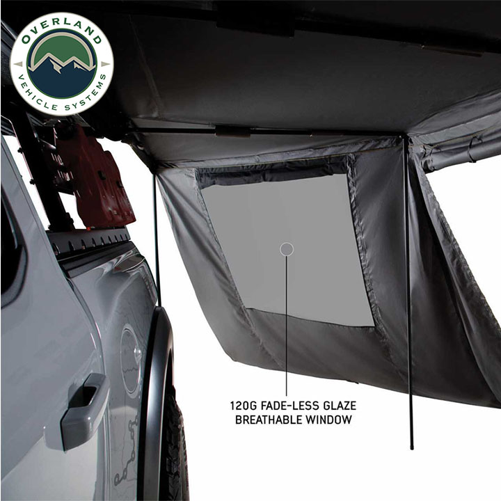 HD Nomadic 180 – Awning Wall W/Door & Windows, Universal, Grey Body, Green Trim W/Storage Bag - view 2