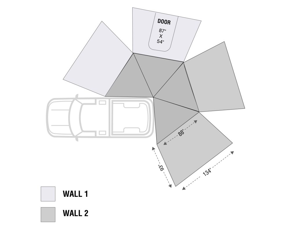 HD Nomadic 270 LT – Awning Wall 1, Passenger Side, Grey Body, Green Trim W/Storage Bag - view 2
