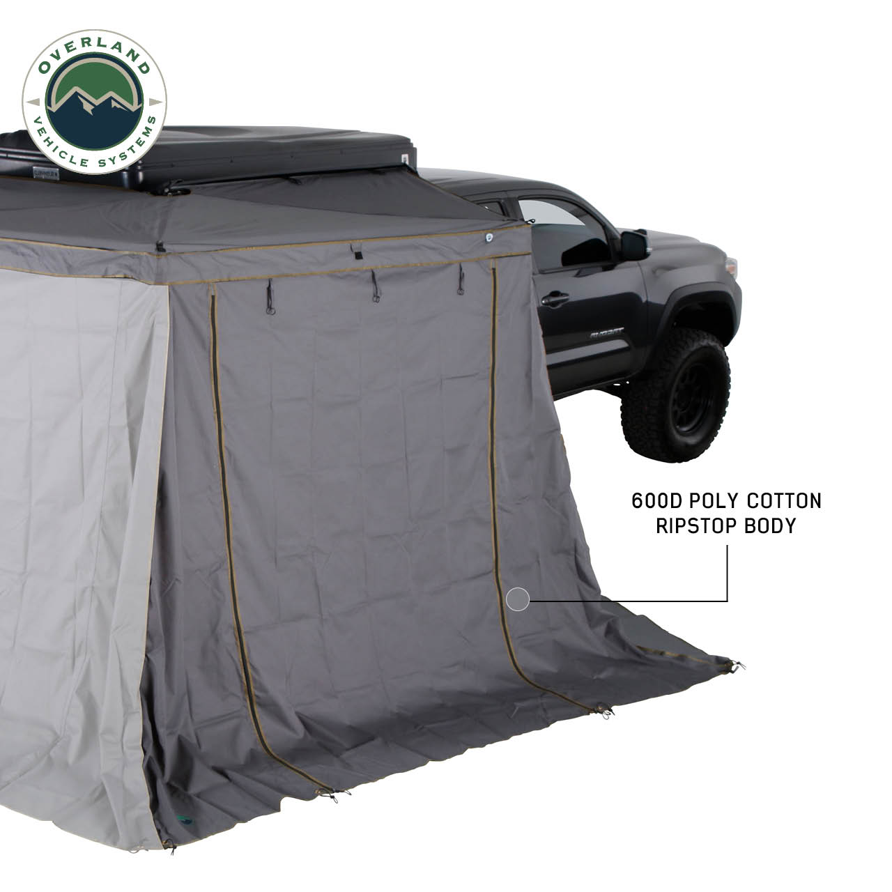 HD Nomadic 270 LTE – Awning Walls 1 and 2, Passenger Side, Grey Body, Green Trim W/Storage Bag - view 3