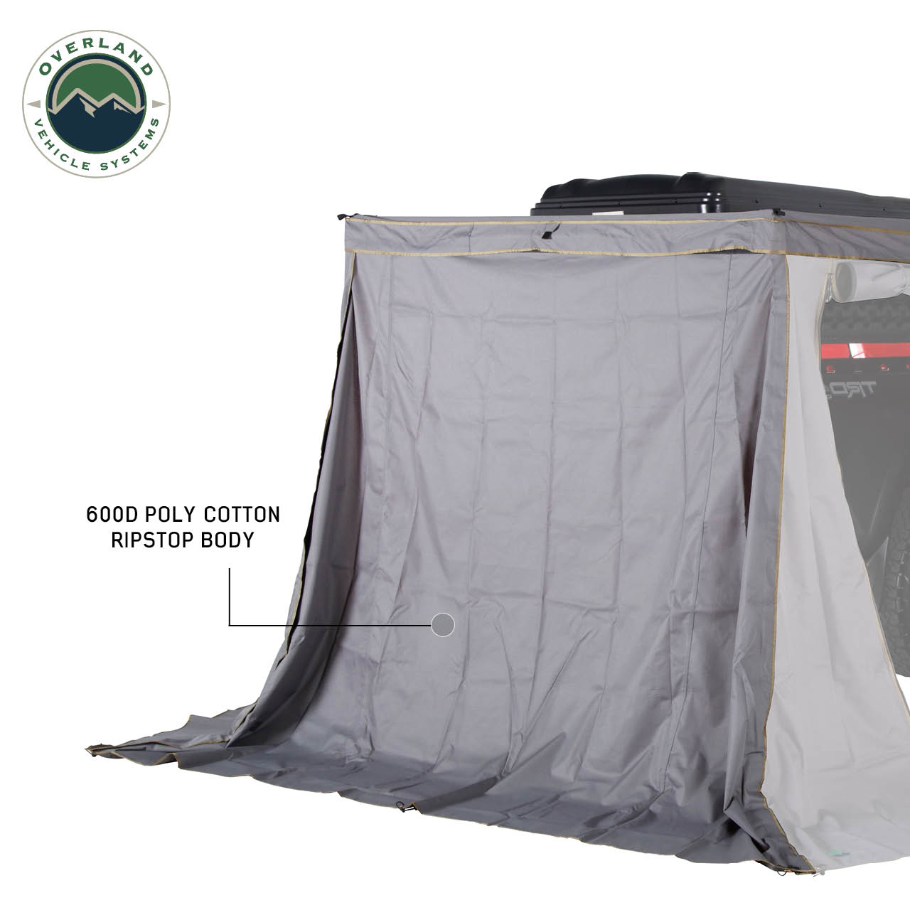 HD Nomadic 270 LTE – Awning Walls 3 and 4, Passenger Side, Grey Body, Green Trim W/Storage Bag - view 2