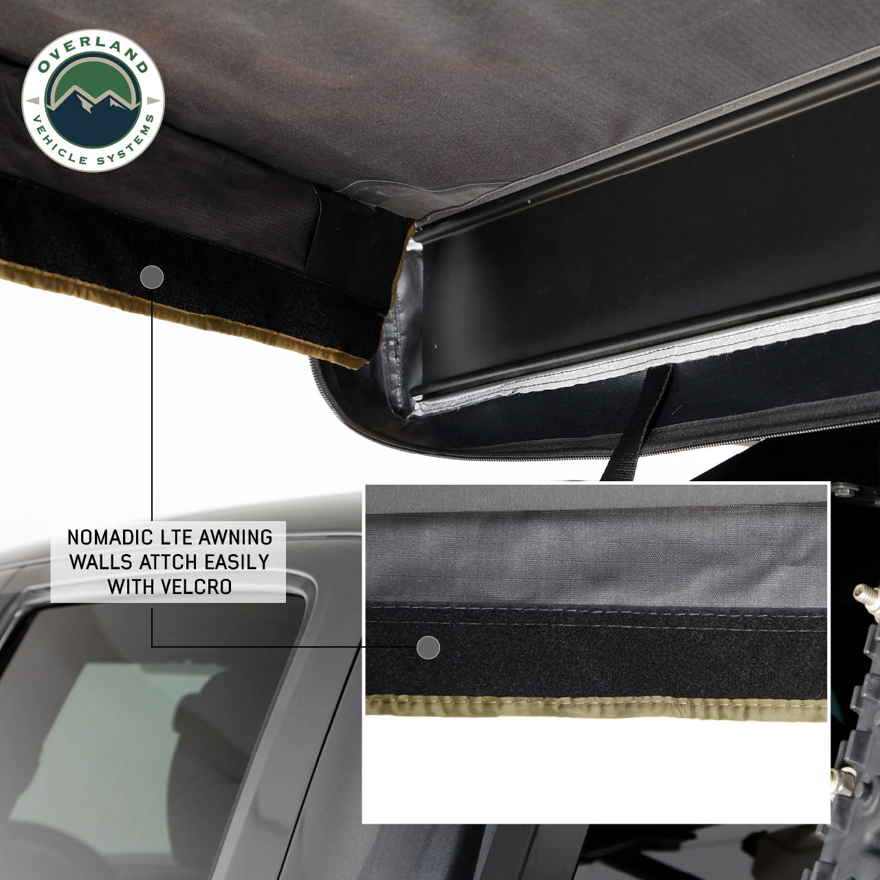 HD Nomadic 270 LTE – Awning Walls 3 and 4, Passenger Side, Grey Body, Green Trim W/Storage Bag - view 5