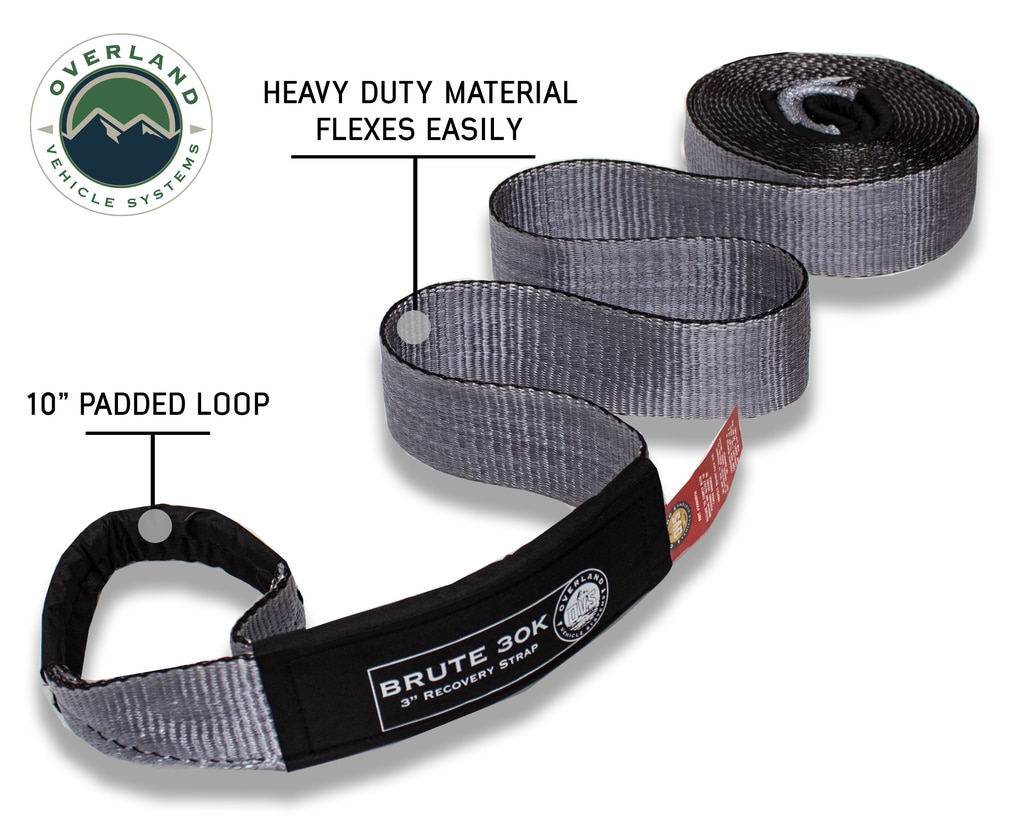 Tow Strap 30,000 lb. 3″ x 30′ Gray With Black Ends & Storage Bag - view 3