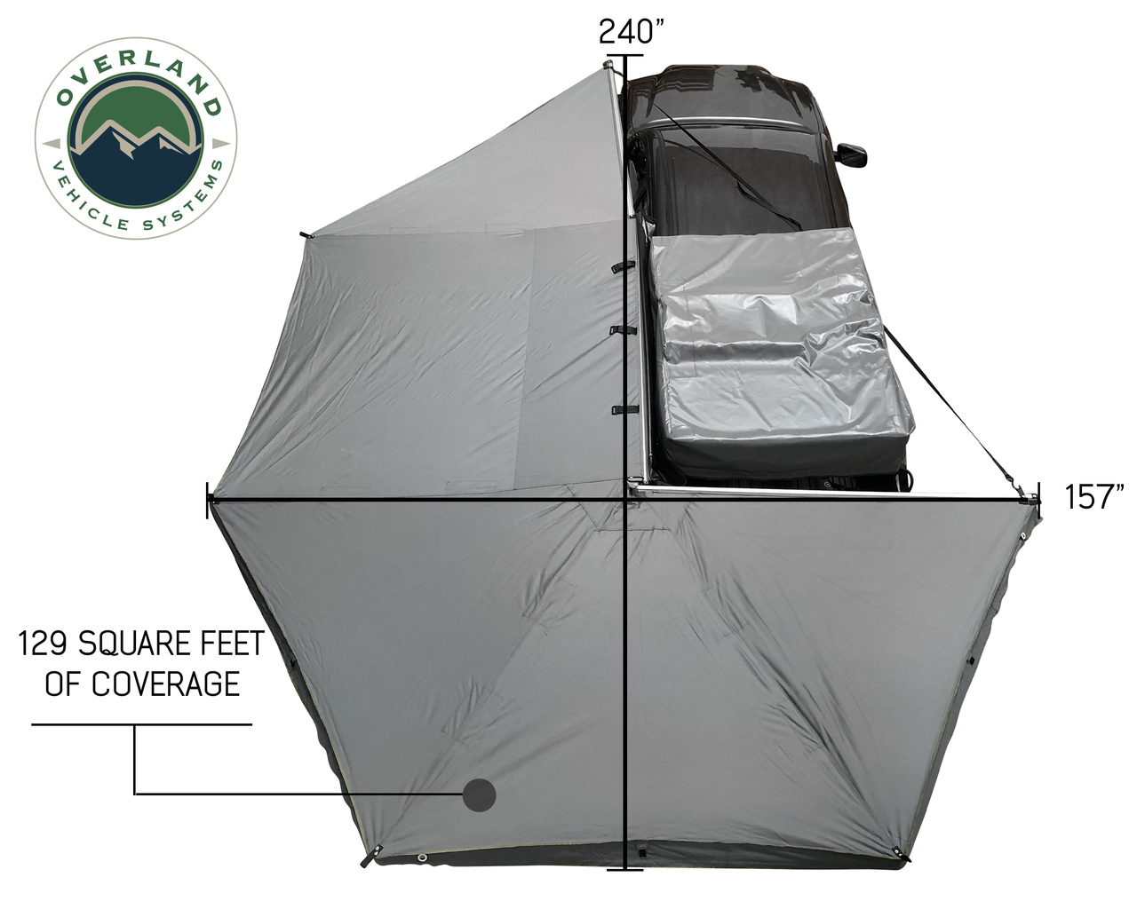 HD Nomadic 270 – Awning W/Extended Poles High Roof, , Grey Body, Green Trim & Black Travel Cover - view 4