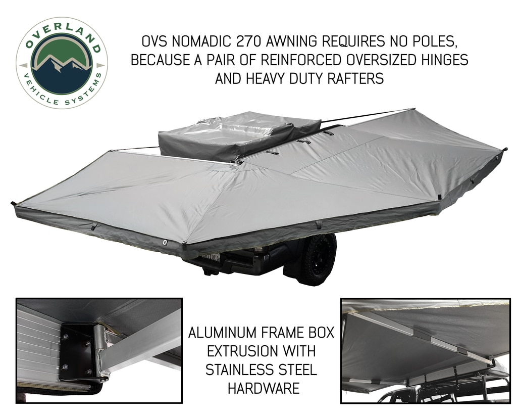 HD Nomadic 270 – Awning, Wall 1, 2 & 3, Passenger Side, Grey Body, Green Trim & Black Travel Cover - view 2