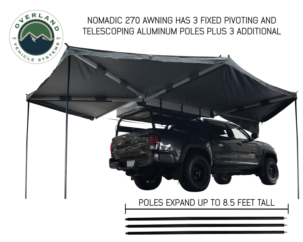 HD Nomadic 270 – Awning, Wall 1, 2 & 3, Passenger Side, Grey Body, Green Trim & Black Travel Cover - view 4