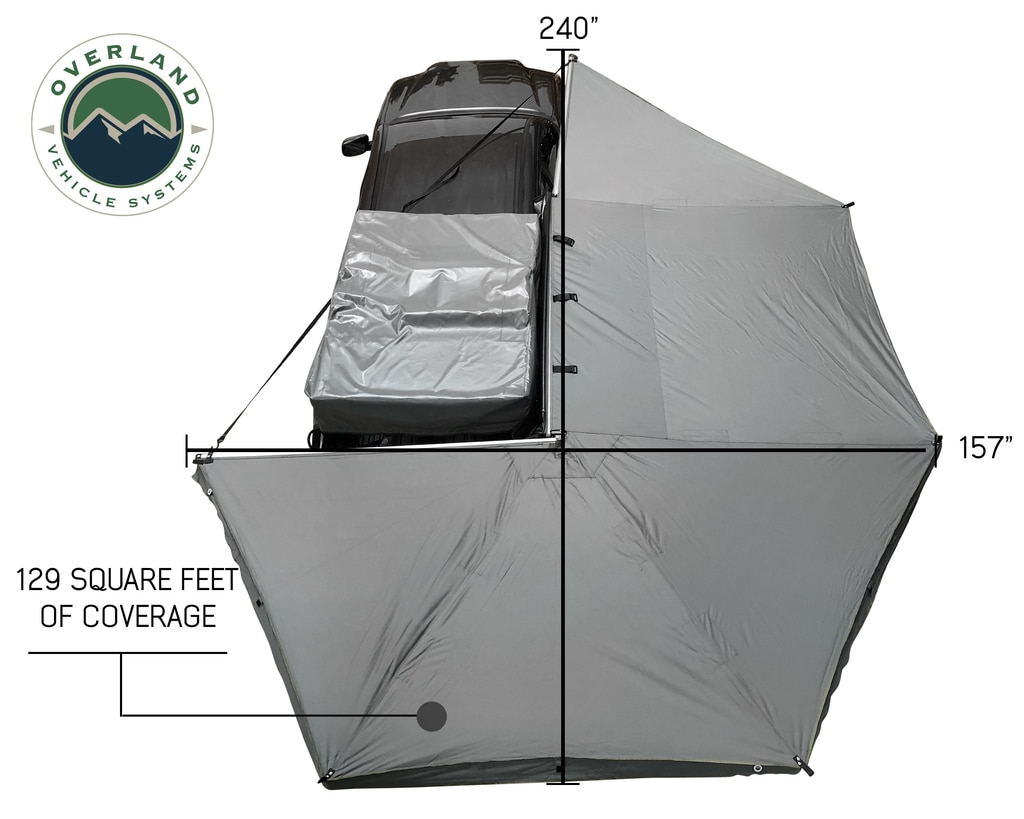 HD Nomadic 270 – Awning, Wall 1, 2 & 3, Passenger Side, Grey Body, Green Trim & Black Travel Cover - view 5