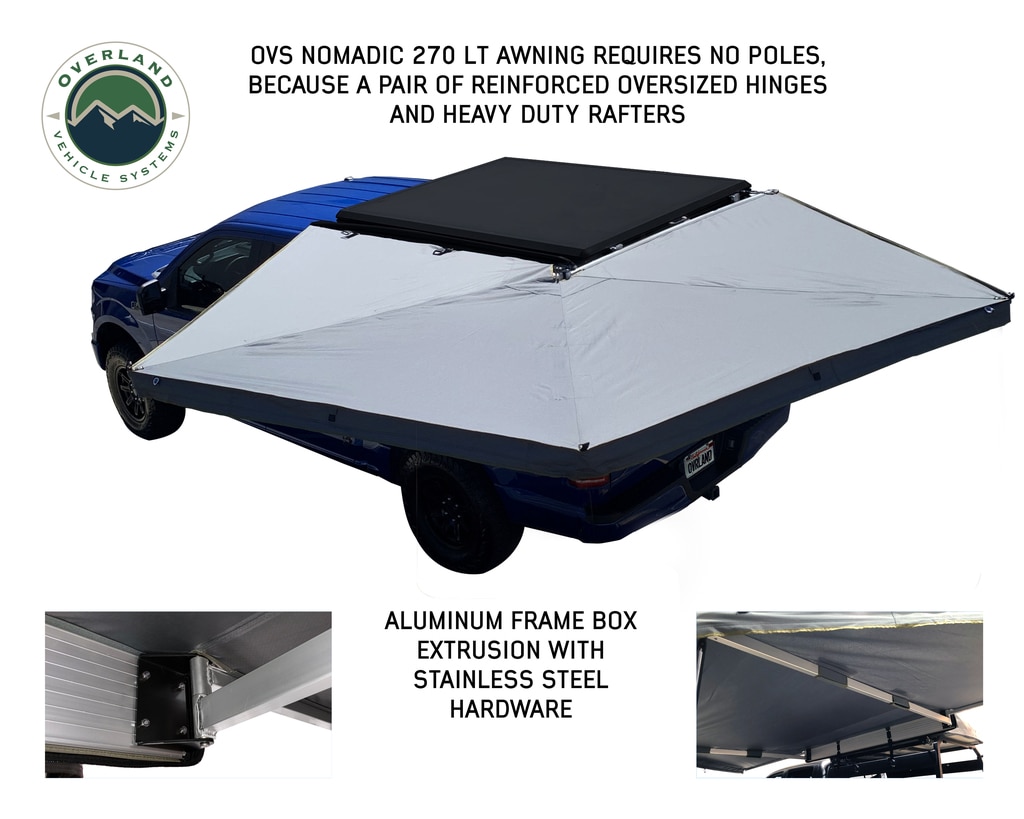 HD Nomadic 270 LT – Awning, Driver Side, Grey Body, Green Trim W/Black Travel Bag - view 2
