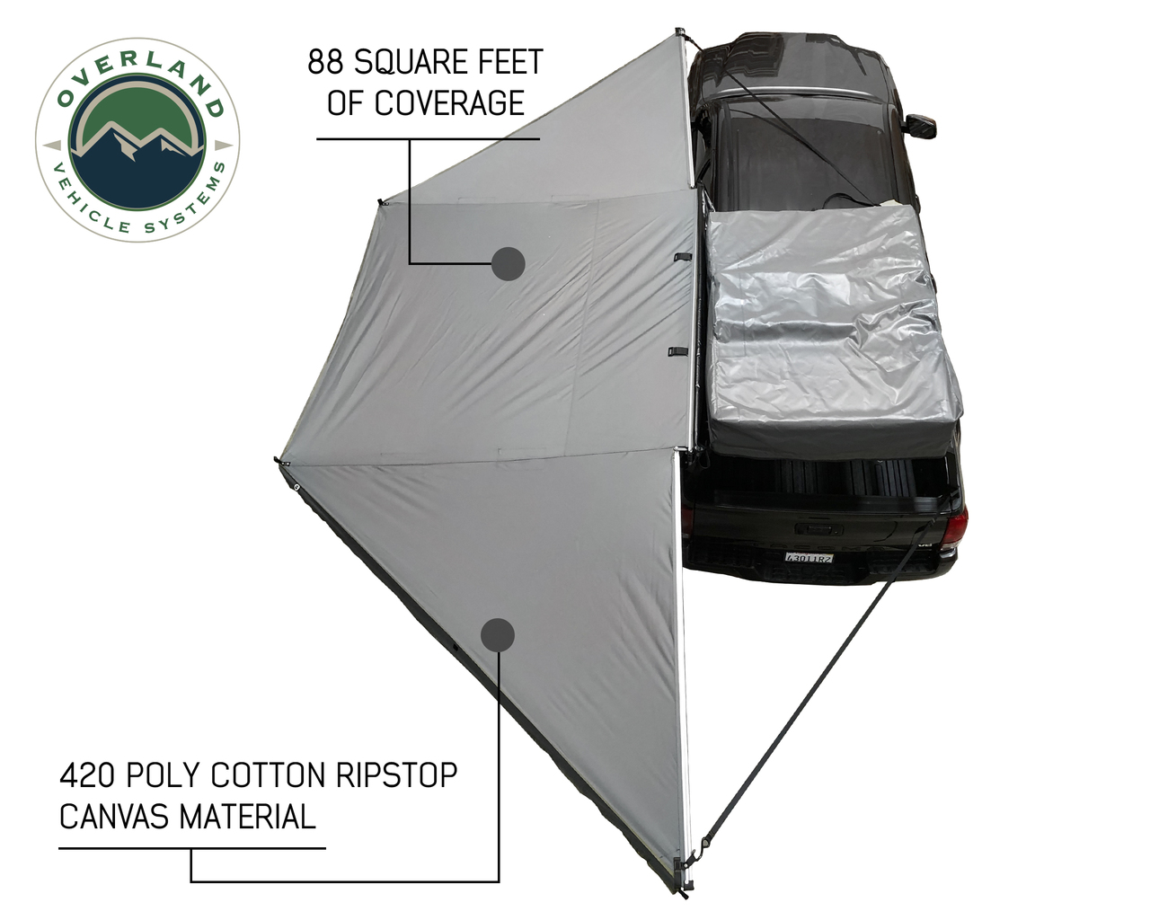 HD Nomadic 180 – Awning W/Extended Poles High Roof, Universal, Grey Body, Green Trim W/Black Travel Cover - view 2
