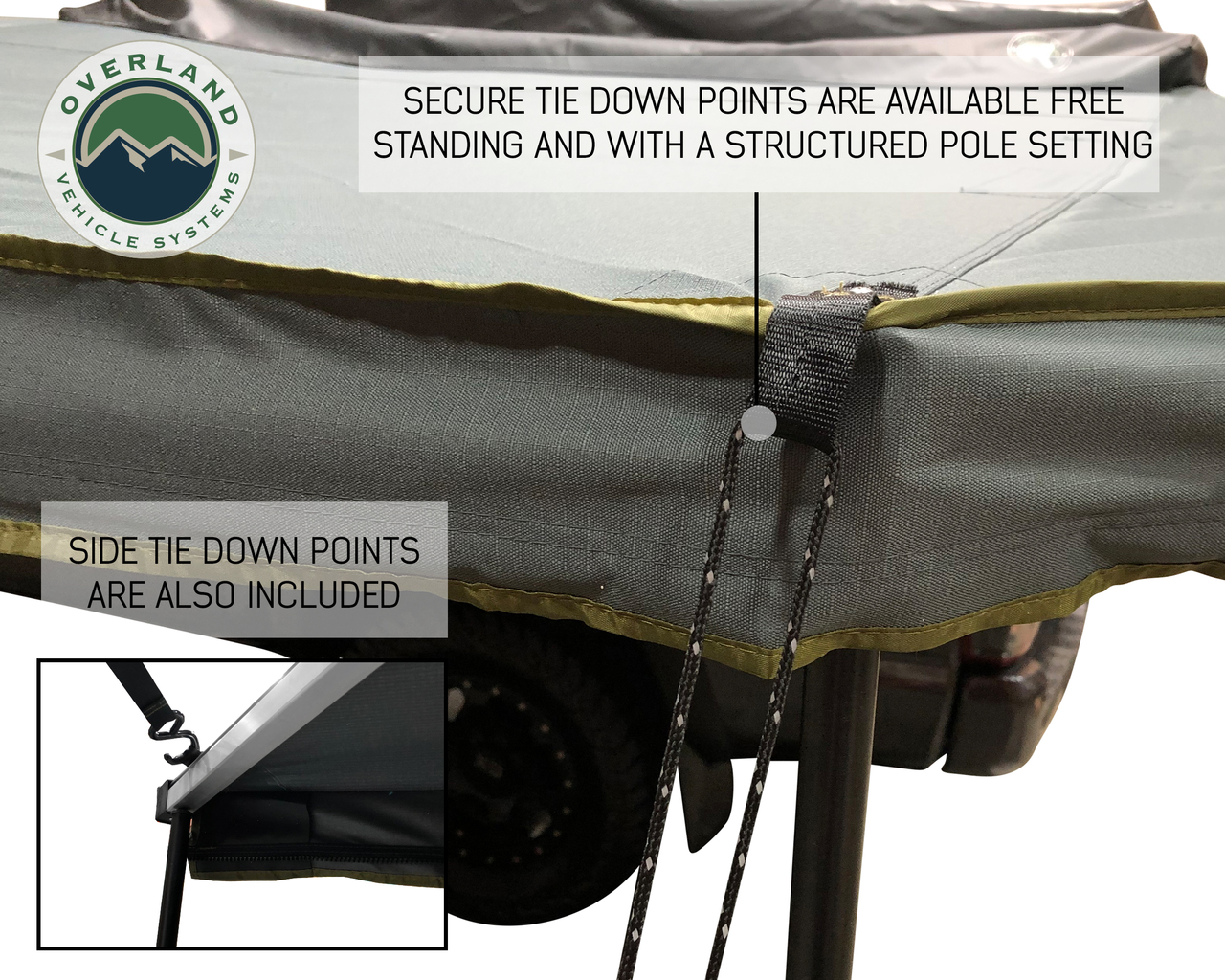 HD Nomadic 180 – Awning W/Extended Poles High Roof, Universal, Grey Body, Green Trim W/Black Travel Cover - view 4