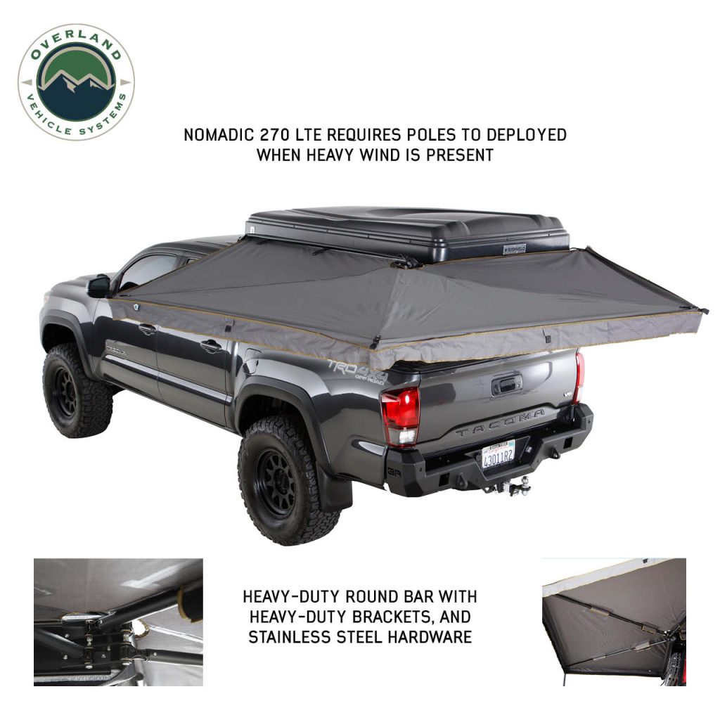 HD Nomadic 270 LTE – Awning, Driver Side, Grey Body, Green Trim W/Black Travel Cover - view 3