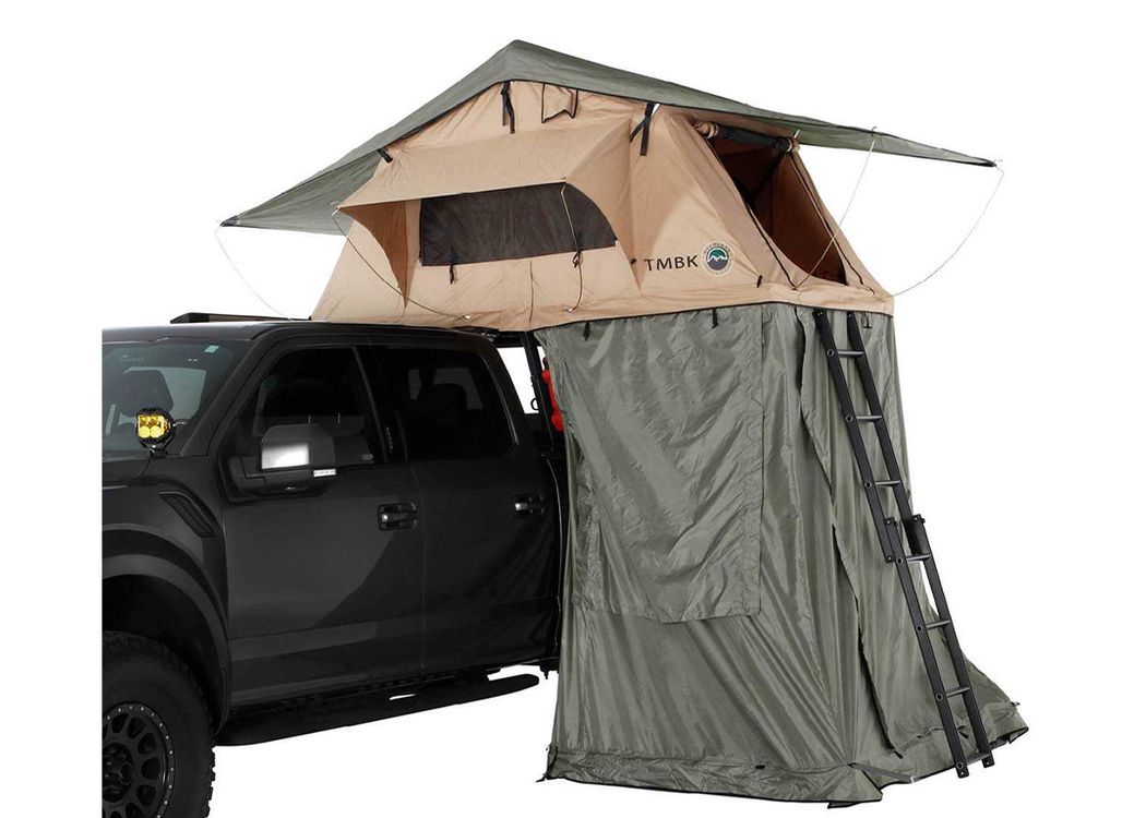 LD TMBK 3 Roof Top Tent With Annex - Tan Base With Green Rain Fly
