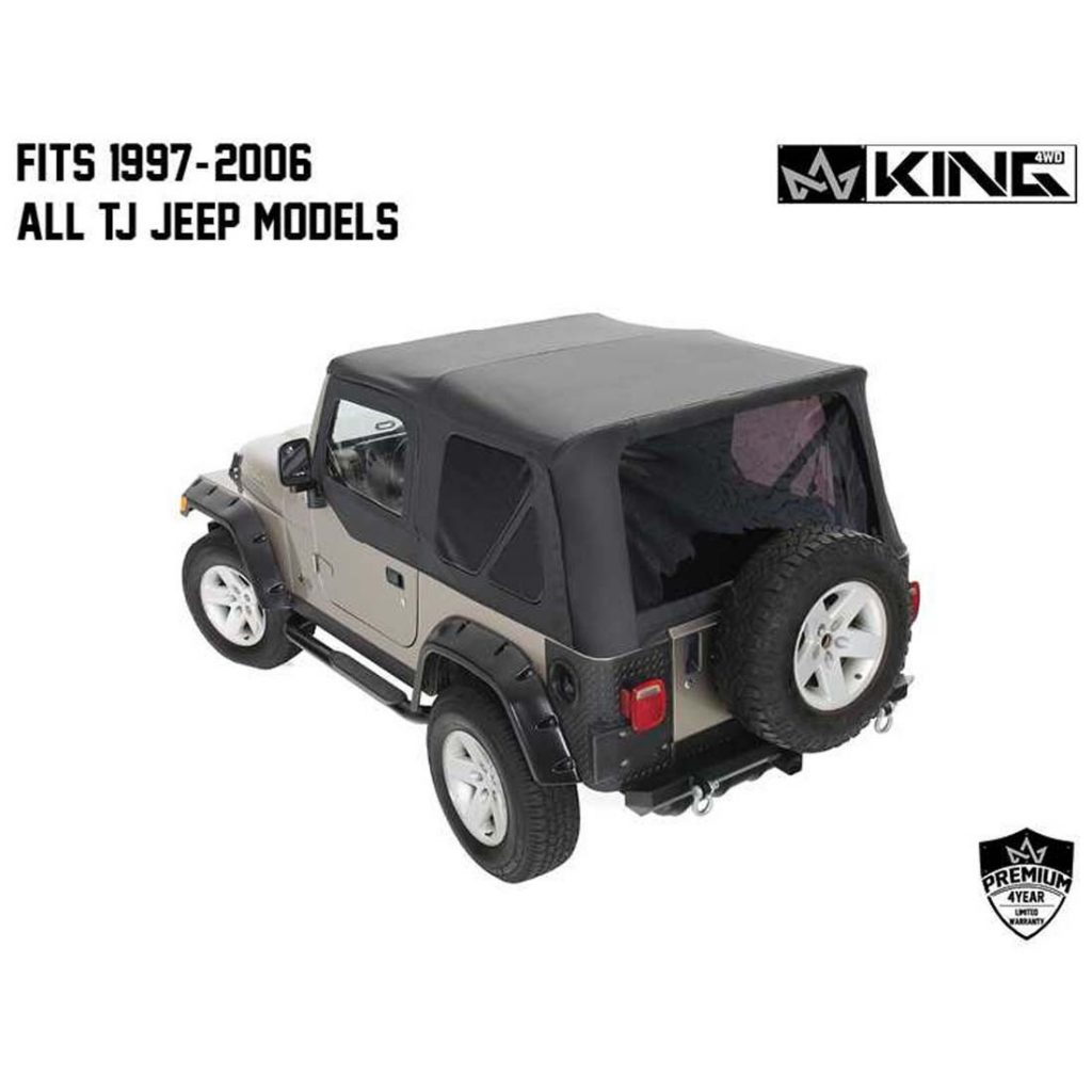 King 4WD Replacement Soft Top With Tinted Upper Doors – Black Diamond – TJ - image 2
