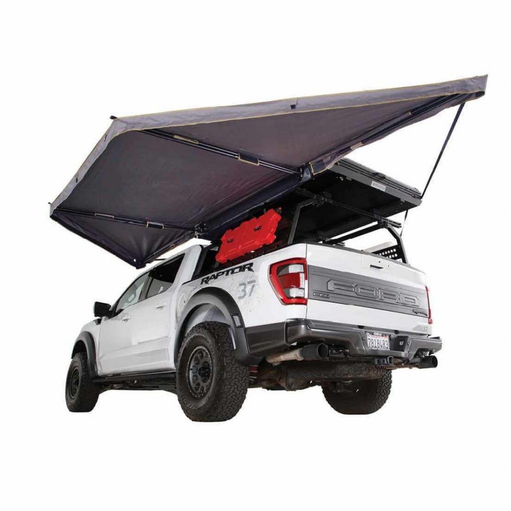 Overland Vehicle Systems HD Nomadic 180 LTE – Awning, Grey Body, Green Trim & Black Travel Cover