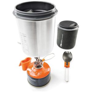 GSI Glacier Stainless Minimalist — 0.6 L Solo Pot, Mug, Sleeve and Folding Spork