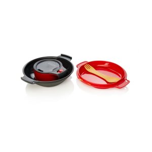 humangear GoKit Deluxe+ Mess Kit 8-Piece — Charcoal and Red
