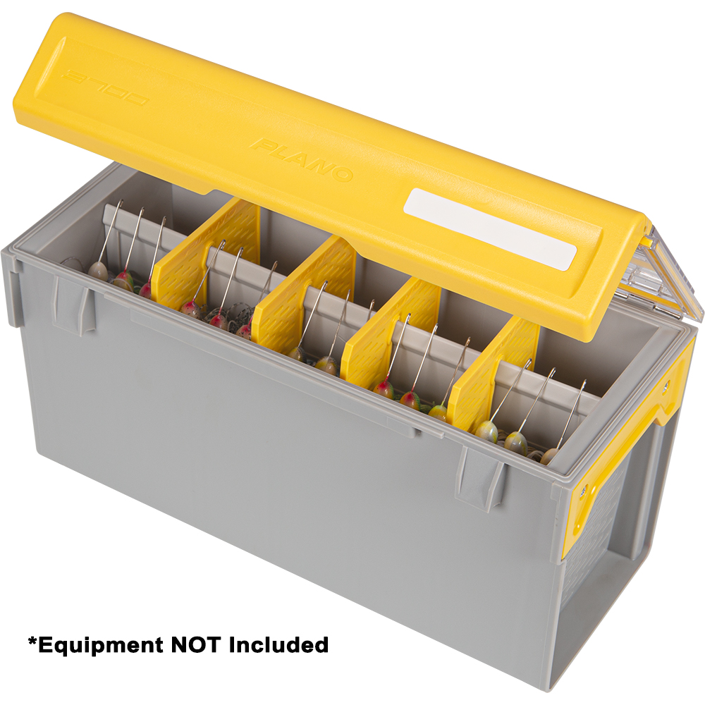 Plano EDGE Master Spinnerbait Box with spinnerbaits hanging vertically